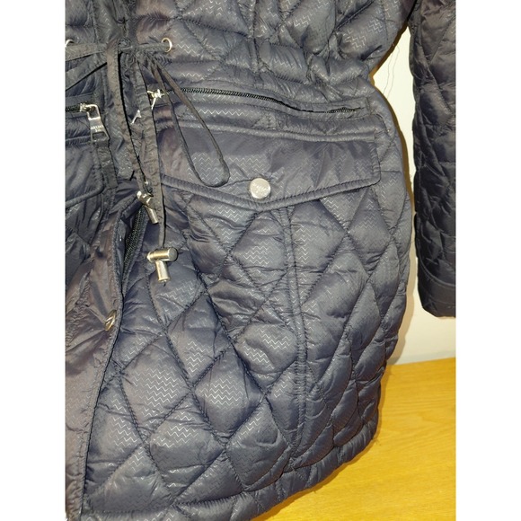 Madden Girl Faux Fur Lined Hood Puffer Quilted Large Black Jacket - Picture 6 of 15